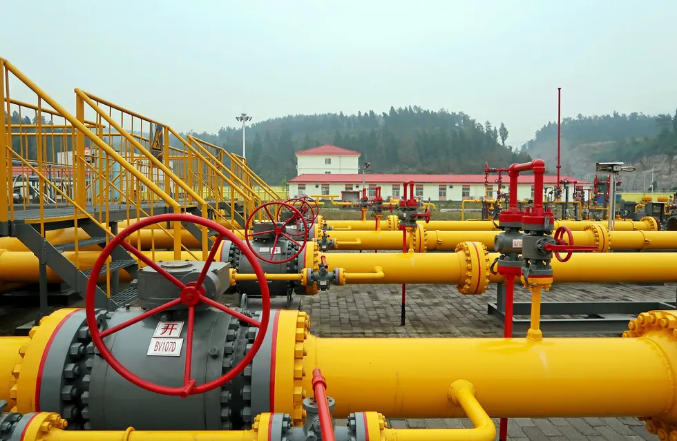 On site: a pressure-boosting station at Sinopec's Fuling shale gas field in Chongqing