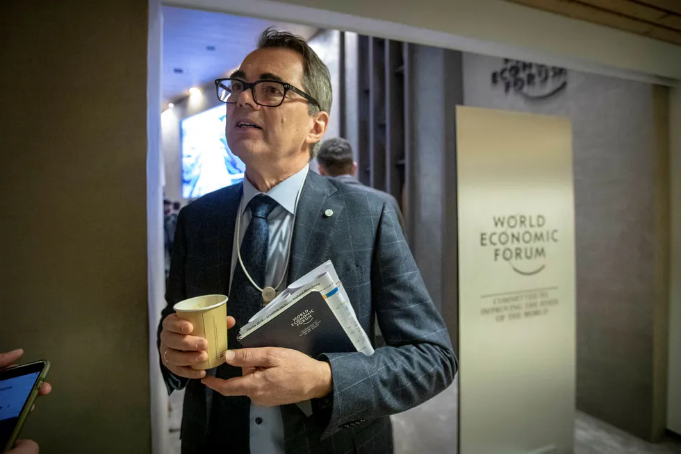 Hydro-sjef Svein Richard Brandtzæg legger torsdag frem selskapets resultater for fjerde kvartal. Her er han avbildet i forbindelse med World Economic Forum i Davos forleden.