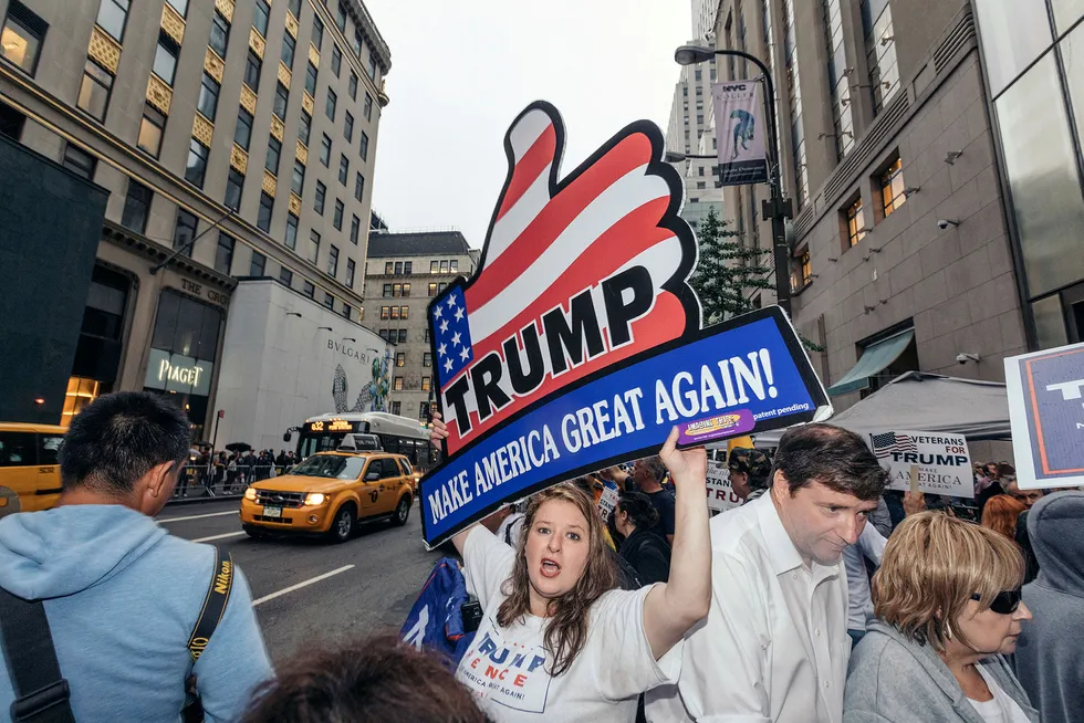 Trump-tilhengere i New York City høsten 2015. Foto: Johannes Worsøe Berg