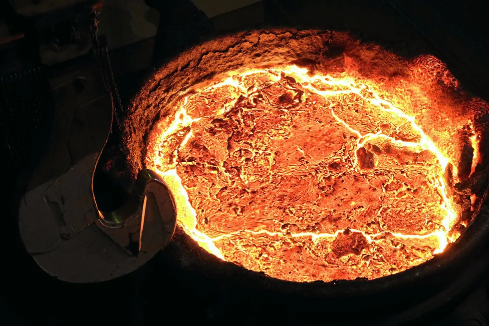 Molten steel at a Thyssenkrupp blast furnace in Germany.