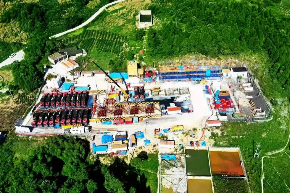 Fracking facilities at Sinopec's drilling pad in Sichuan basin