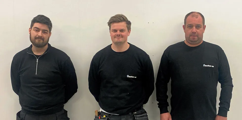 Thomas Kildal (til venstre), Joakim Nilsen og Tommy Blix er nye serviceteknikere i Fluctus.