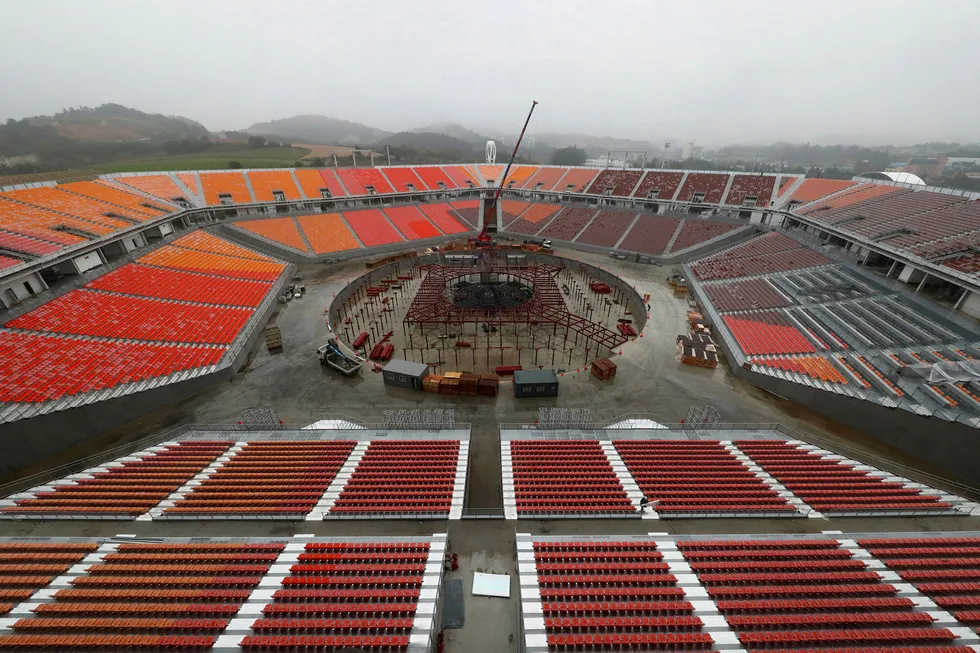Pyeongchangs nye OL-stadion skal bygges fullstendig om så snart lekene er over. Foto: Pawel Kopczynski/Reuters/NTB Scanpix