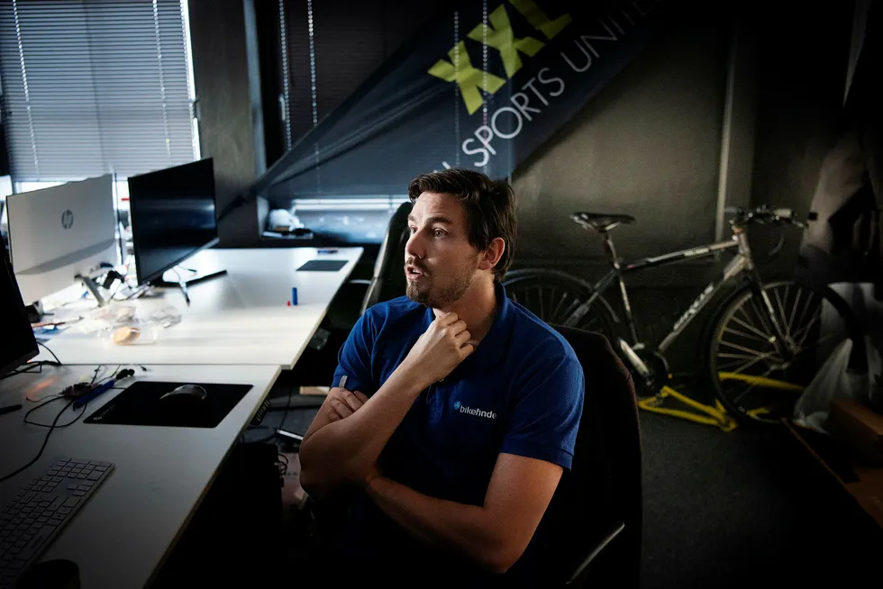 Ole Martin Ølmheim i Bikefinder, et selskap som lager et gps-sporingssystem som skal forhindre sykkeltyverier.