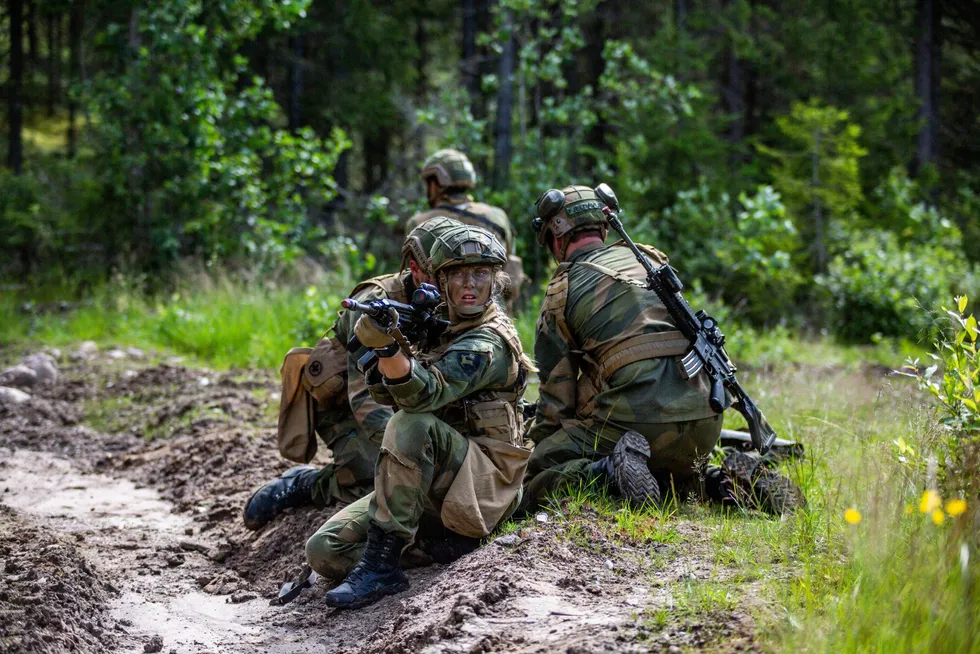 Soldater fra Telemark bataljon på øvelse.