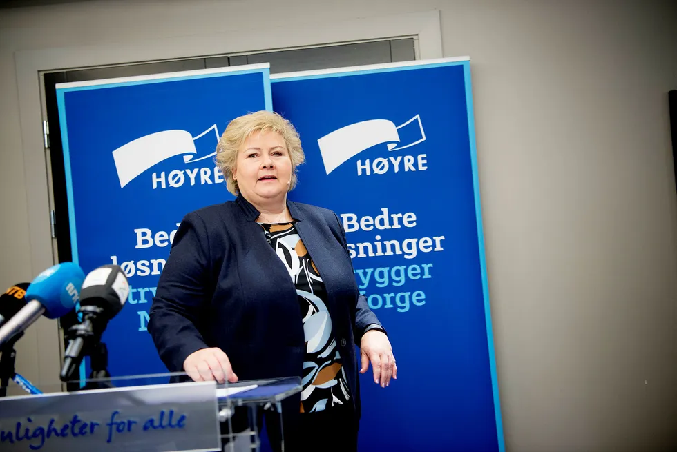 Statsminister Erna Solberg snakket mest om langtidsplanen for Forsvaret da hun innledet for Høyres sentralstyre mandag. Det er mer spenning knyttet til korttidsplanen for neste års statsbudsjett. Foto: Mikaela Berg