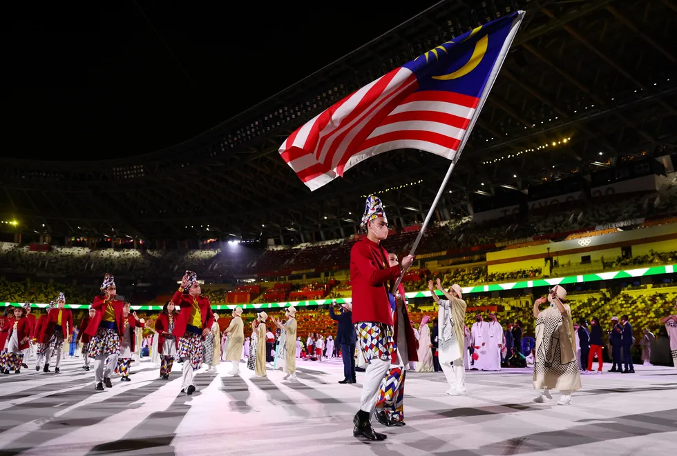 Celebratory day: the Malaysian flag at the Tokyo 2020 Olympics