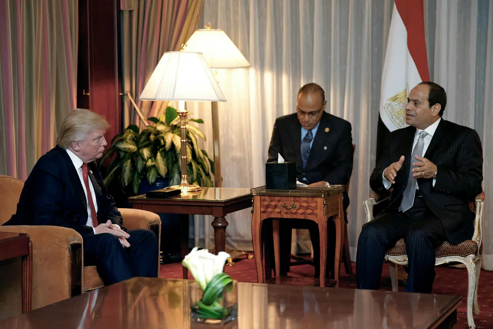 Som presidentkandidat møtte Donald Trump Egypts president Abdel Fattah el-Sisi i september 2016 i New York. Foto: Dominick Reuter/AFP/NTB Scanpix