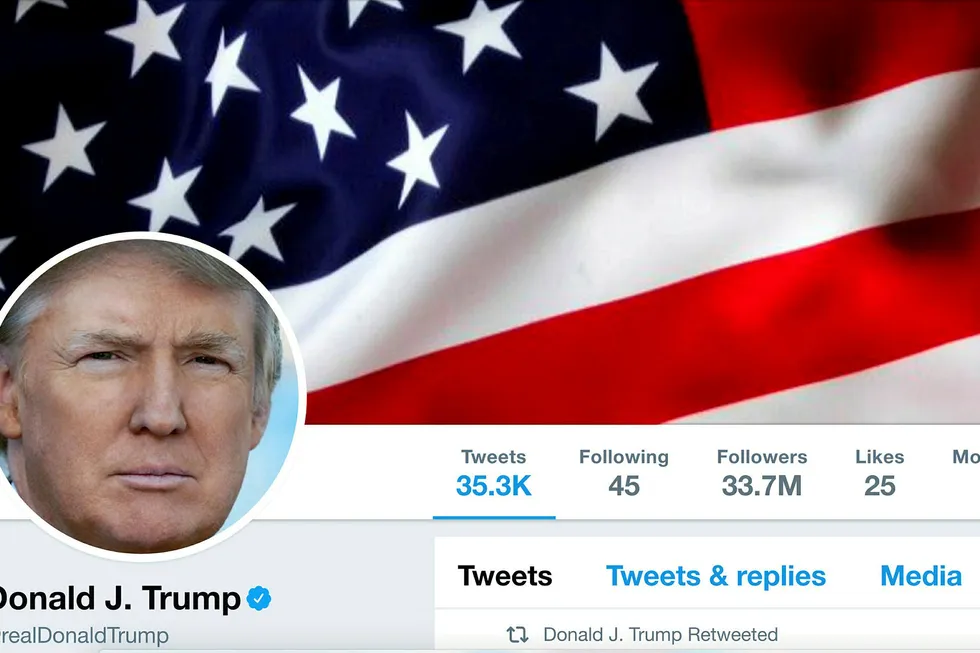 USAs president Donald Trump har sendt over 36.000 Twitter-meldinger til følgerne sine. Mange av meldingene har viost seg å være fra russisk-kontrollerte kontoer og innholdstjenester, ifølge en kongresshøring. Foto: Reuters/NTB scanpix