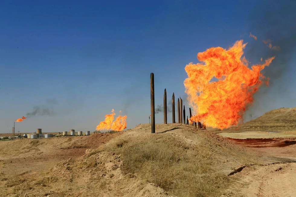 Hot issue: Flames emerge from flare stacks this week at oilfields in Kirkuk, Iraq