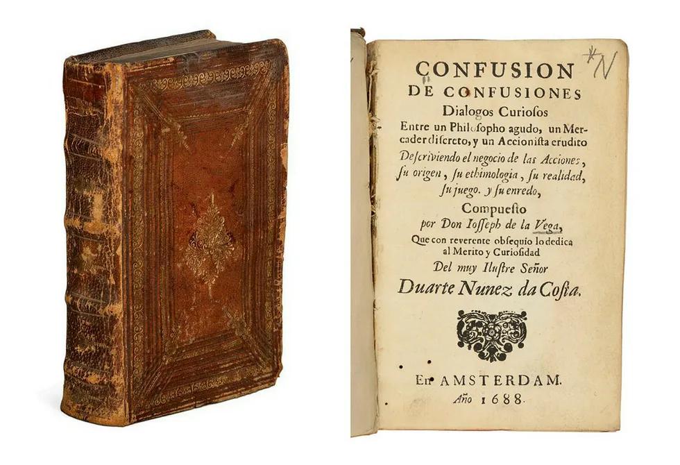 Confusion de Confusiones av Joseph Penso de la Vega ble skrevet i 1688. Nå ligger boken ute til salgs.