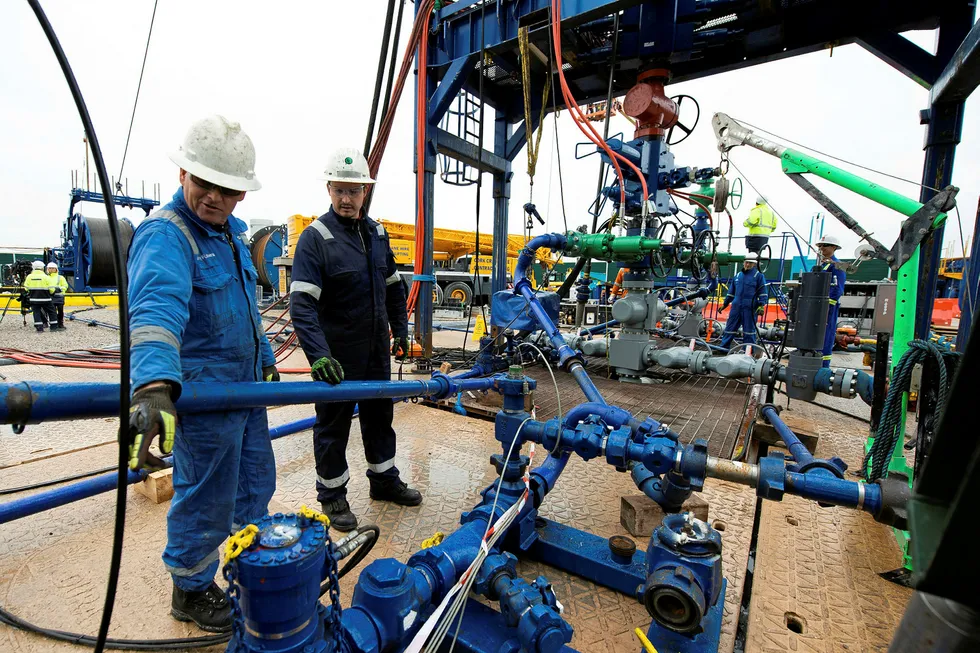 In action: a Cuadrilla shale operation at its Preston New Road site in the UK