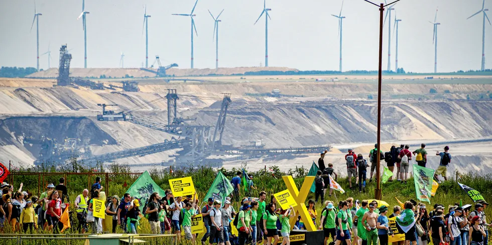 Activists trying to block RWE's Garzweiler open pit lignite mine