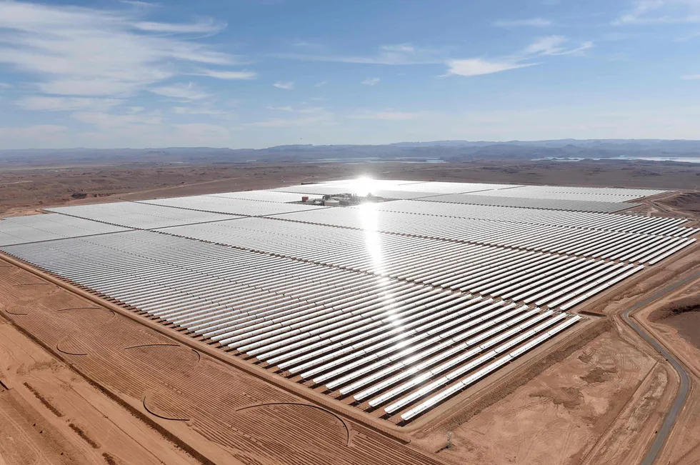 Renewable: solar mirrors at the Noor power complex in Morocco, said to be the world's largest concentrated solar plant