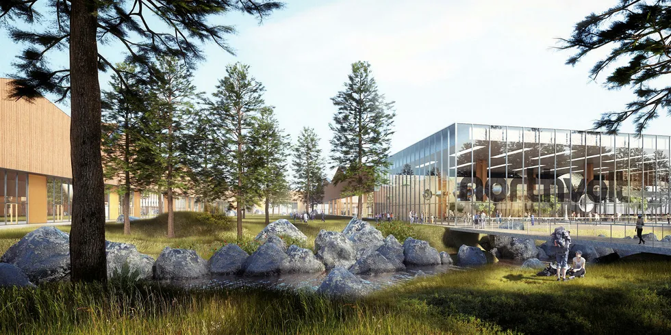 An rendering of the planned Northvolt factory in Sweden