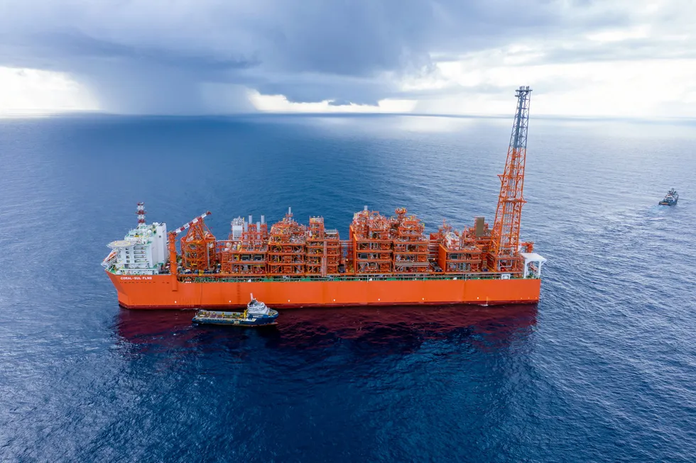 Start-up target: the Coral Sul FLNG vessel at its location offshore Mozambique