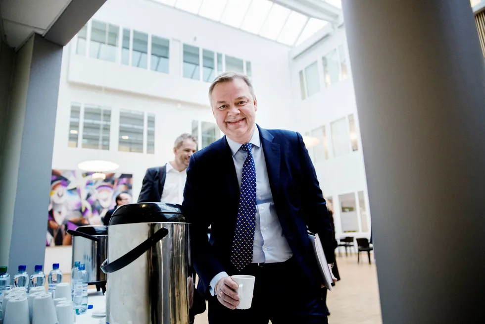 Konsernsjef Odd Arild Grefstad i Storebrand er godt fornøyd med resultatutviklingen i Skagenfondene. Foto: Per Thrana