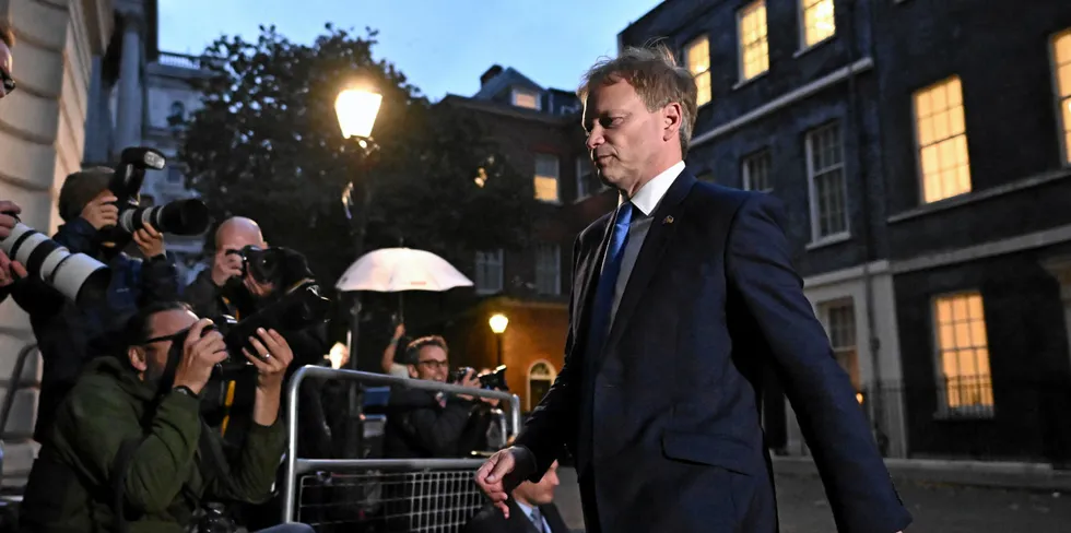 Grant Shapps leaves 10 Downing Street.