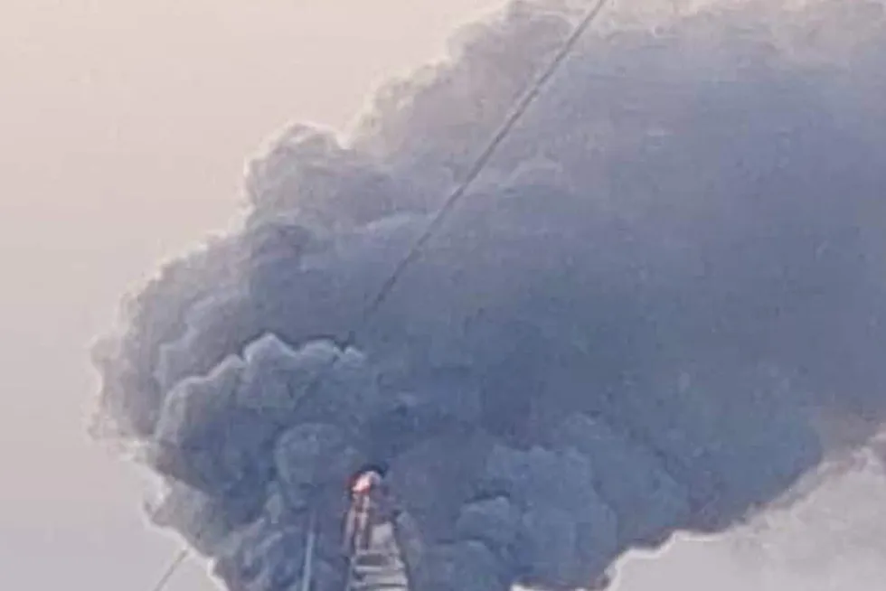 Ablaze: This photo, taken on 17 September 2023, shows a raging fire at the Greater Nile Petroleum Oil Company Tower in Khartoum, Sudan.