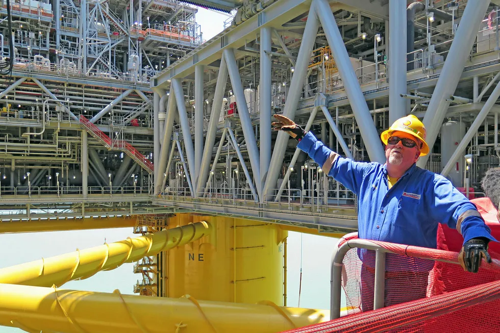Showing the way ahead: Shell topsides site lead Kelly Bowen on board the Appomattox production semisub