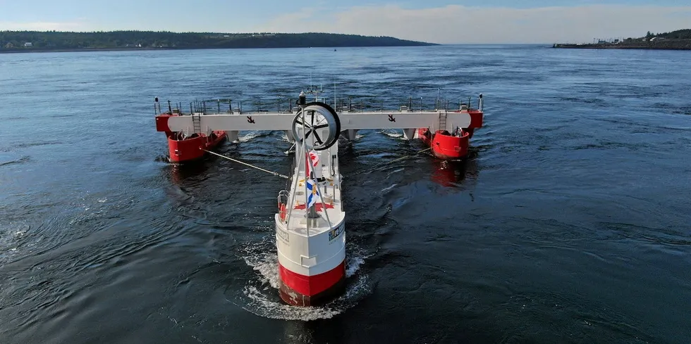 Sustainable Marine tidal power device installed off Nova Scotia, Canada