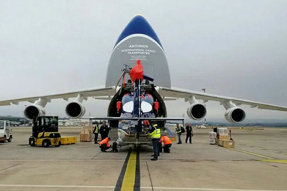 Delivery: two Airbus Helicopters H175 super-medium helicopters arrive in Darwin aboard the Antonov An-124 transport aircraft