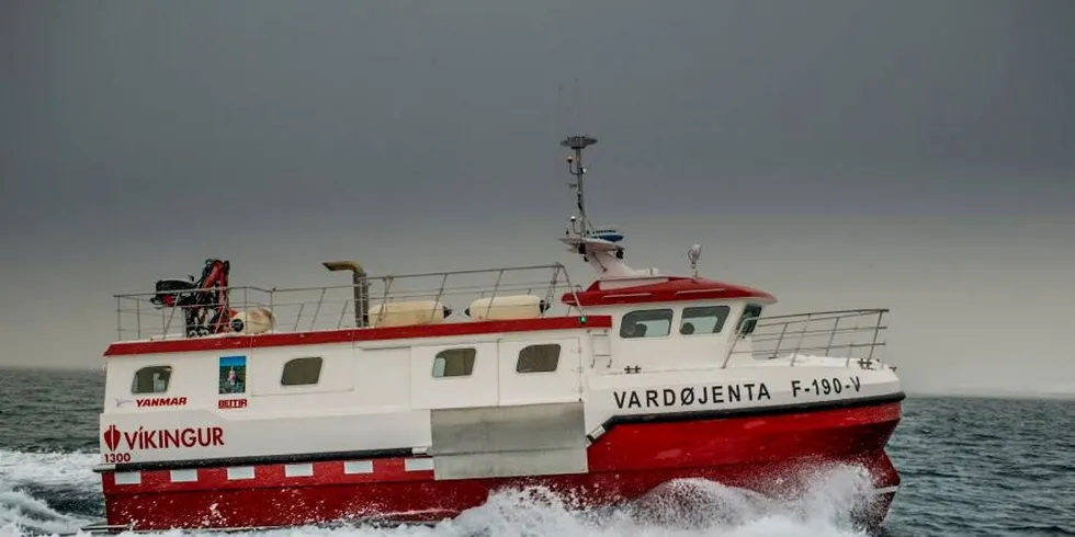 "Vardøjenta" er ennå ikke å finne i fartøyregisteret, men har F-190-V. Fredag kom speedsjarken hjem til Vardø. Foto: Vikingbatar ehf