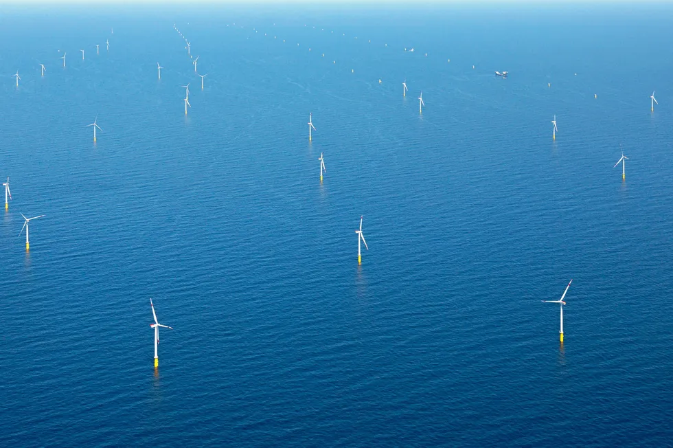 Vattenfall's 1.5GW Hollandse Kust Zuid project, the world's largest completed offshore wind farm (pictured during construction).