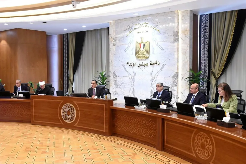 A meeting of Egypt's cabinet yesterday, chaired by prime minister Mustafa Madbouli.