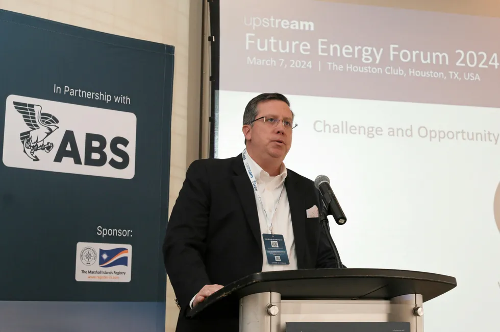 Matthew Tremblay, vice president, global offshore markets, at American Bureau of Shipping, speaks at Upstream's Future Energy Forum in Houston.