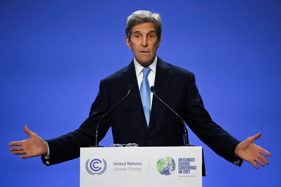 Co-operation at COP26: US climate envoy John Kerry speaks during joint China and US statement on declaration enhancing climate action