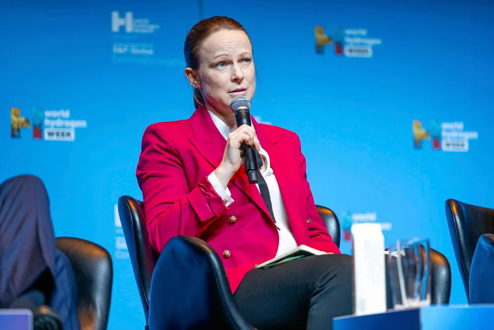 Kajsa Ryttberg-Wallgren, chief growth officer at Stegra, speaking at the World Hydrogen Week conference in Copenhagen.