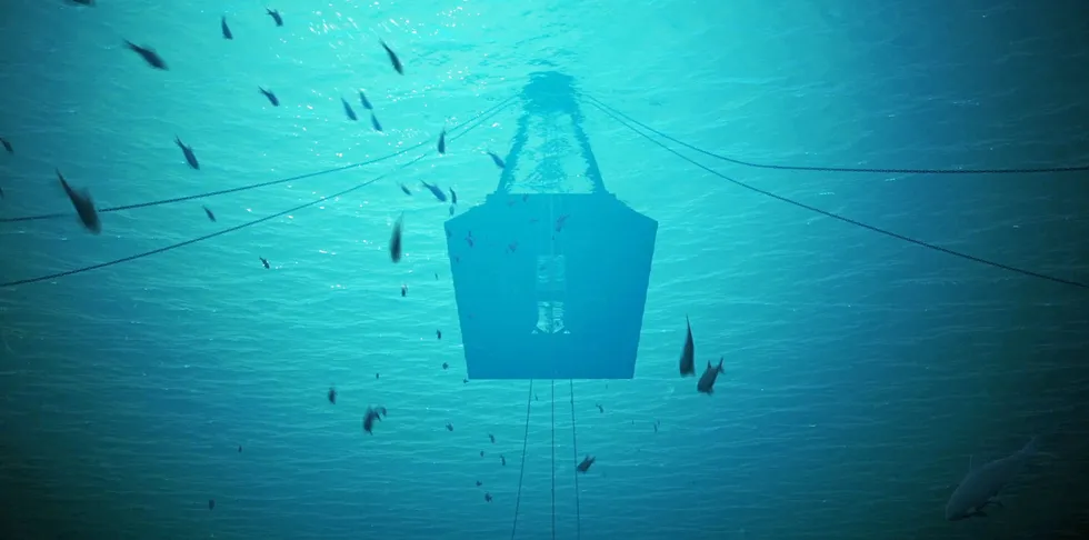 CGI of Saitec's SATH floating wind power concept from 'underwater'