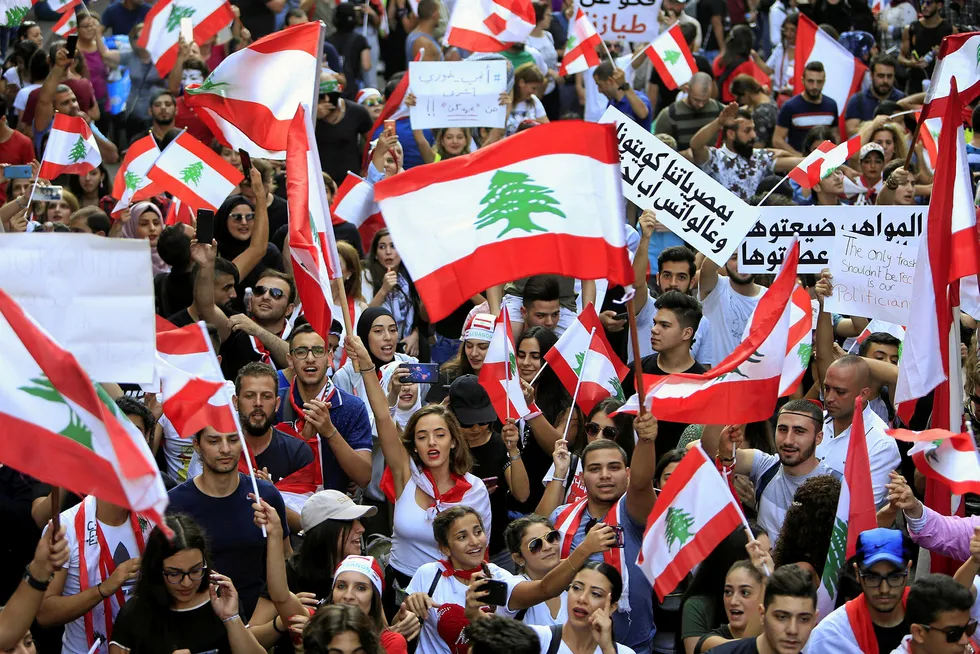 On the street: demonstrators protest against the government in Beirut this week