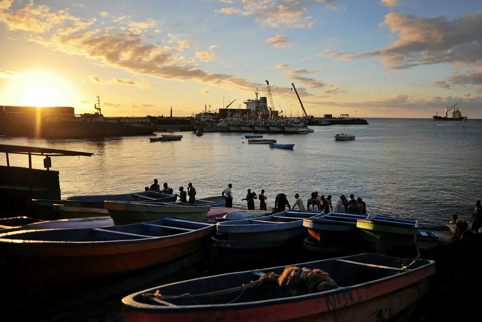 Oil-prone domain: fishermen in Moroni, the capital of the Comoros archipelago