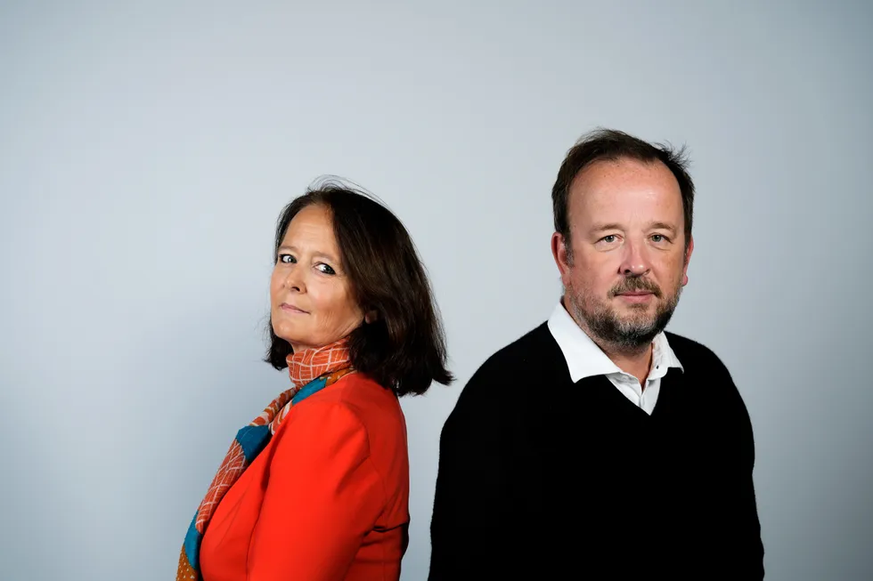 Eva Grinde, Kommentator, og Frithjof Jacobsen, politisk redaktør leder DNs podkast Den Politiske Situasjonen.