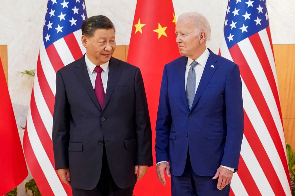 På G20-møtet på Bali i fjor møttes Kinas Xi Jinping og USAs Joe Biden. Forholdet er anstrengt.