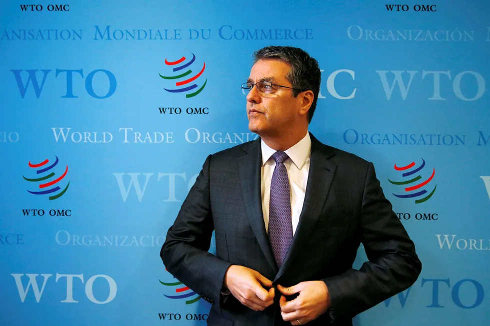 USA med harc kritikk av WTO. På bildet WTO-sjef Roberto Azevedo. Foto: Denis Balibouse/Reuters/NTB Scanpix