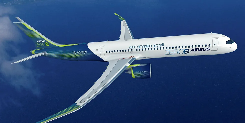 Image of the 'turbofan' model for a hydrogen-fuelled commercial aircraft