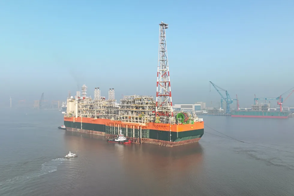 Departure: Cosco delivered the FPSO for BP’s Greater Tortue Ahmeyim LNG project offshore Mauritania and Senegal earlier this year.