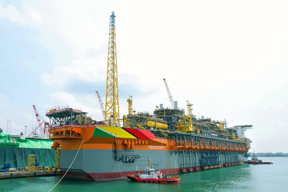 On track: the Prosperity FPSO was named in a ceremony at Keppel Shipyard in Singapore