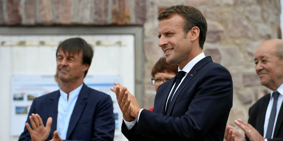 French minister for the ecological and inclusive transition Nicolas Hulot (left), with President Emmanuel Macron.