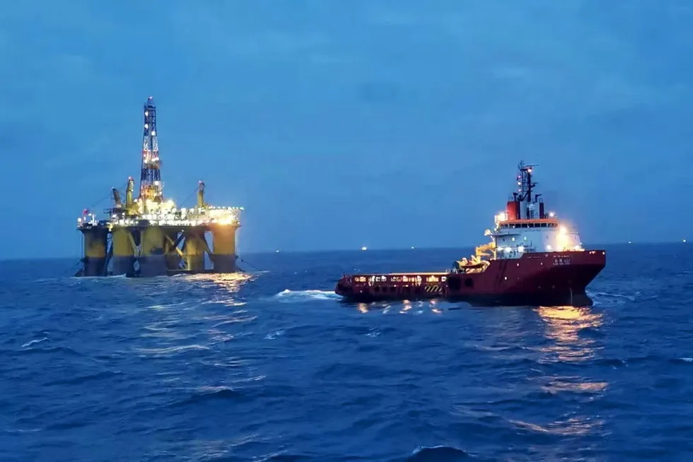 En route: semisub rig Kantan 4 is heading to the SK Innovation-operated Lufeng oil play in the South China Sea