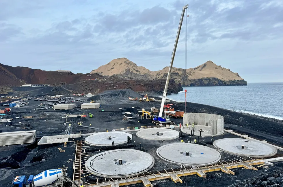 Land-based salmon farming project Laxey taking shape in Vestmannaeyjar, Iceland.