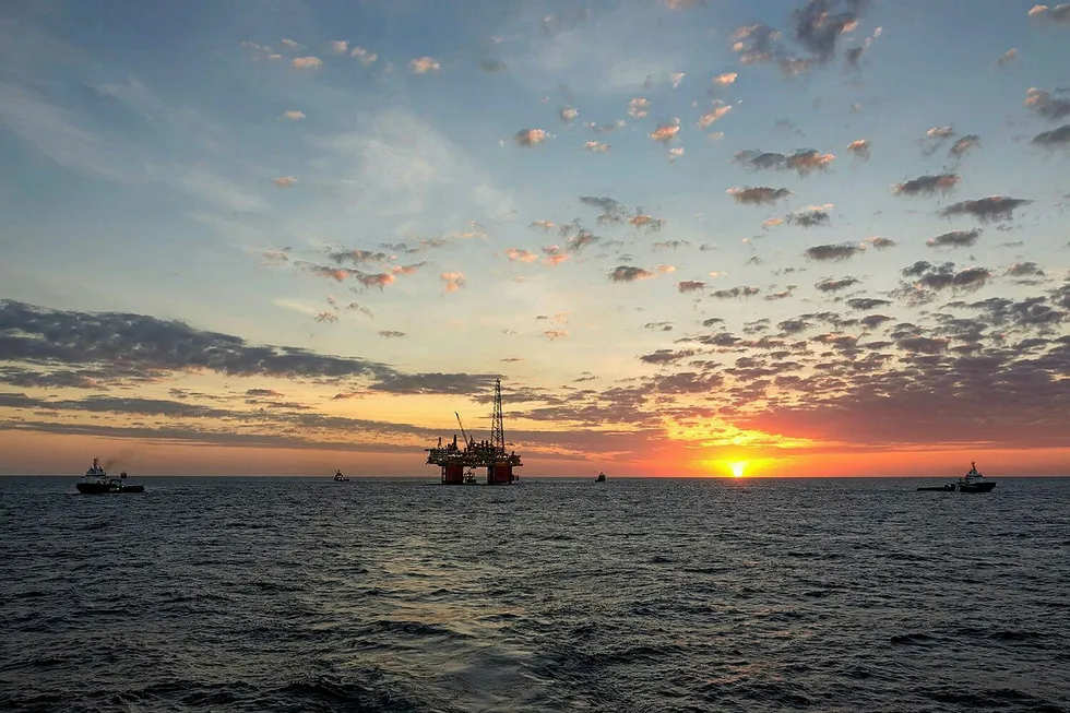 On tow: the Ichthys Explorer platform on its way to the Browse basin off north-west Australia