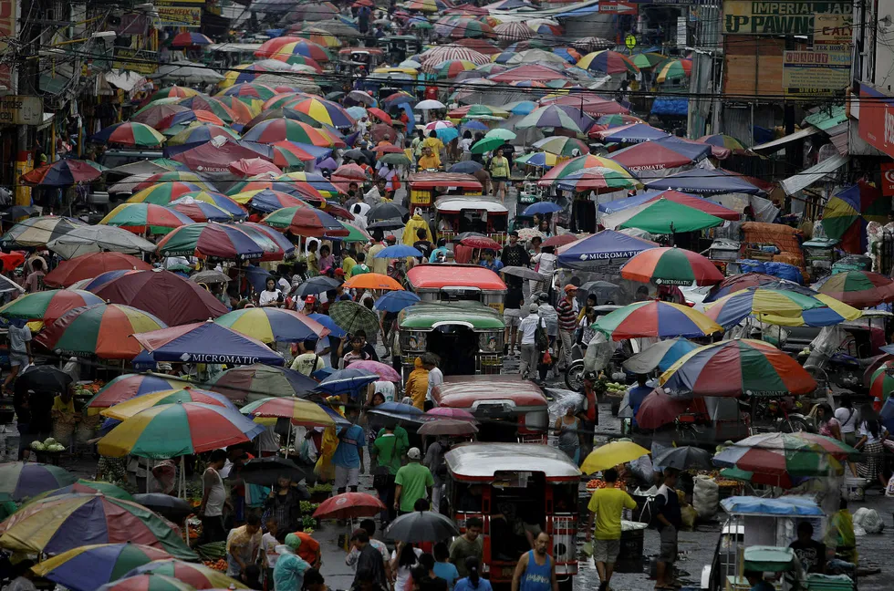 Rainy day in the Philippines capital, Manila