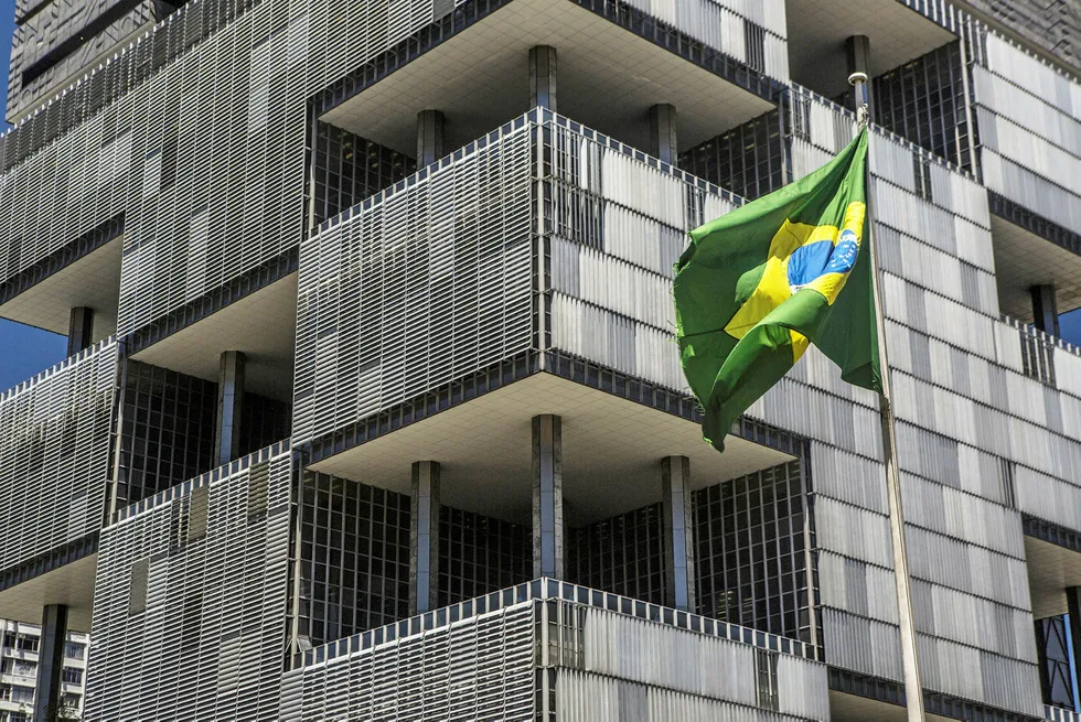 Hybrid design: a Brazilian flag outside Petrobras' headquarters in Rio de Janeiro