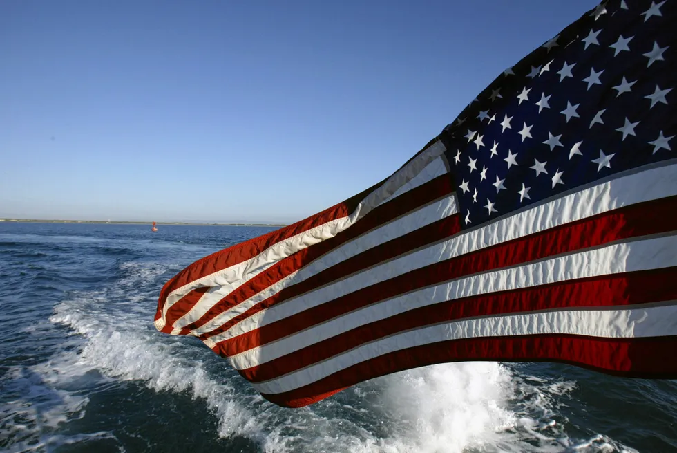 Flag day: the US flag flutters in an offshore setting
