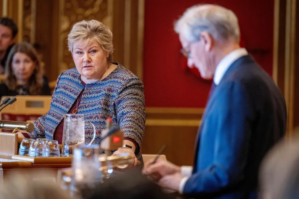 Statsminister Jonas Gahr Støre og Høyre-leder Erna Solberg.