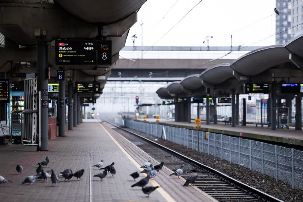 Det ble en rolig dag på perrongen for duene på Oslo S.